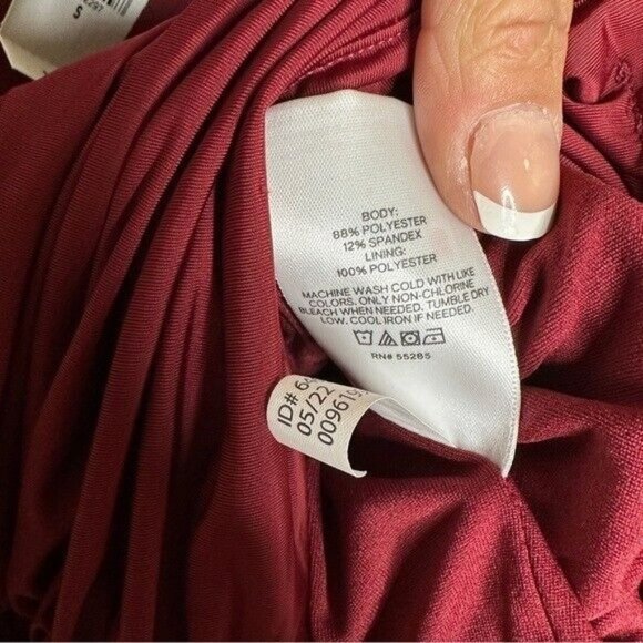 Express Silky V-Neck Ruched Top Burgundy Women’s Size Small - Picture 9 of 10